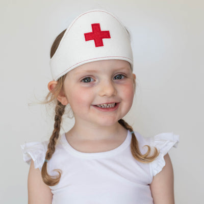 white felt nurse/doctor crown sewing pattern for pretend play or a kids costume